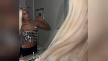 video of hot blonde getting ready