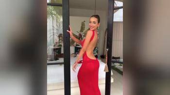 video of hot in red dress
