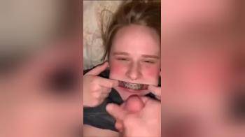 video of college brad cum in her braces